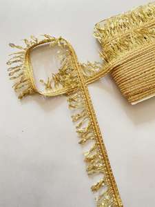 Home Decoration Wholesale 100% Polyester Metallic Bullion <b>Curtain</b> <b>Fringe</b> Tassel 30cm Width KUSHANG TEXTILE for Garment Deals - Product Image 2