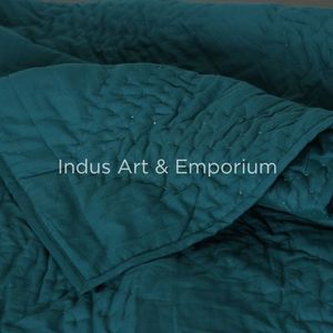 Juego de edredón de cama doble Kantha liso verde botella con dos fundas de almohada edredones de CA de verano Vintage dobles lisos - Product Image 3