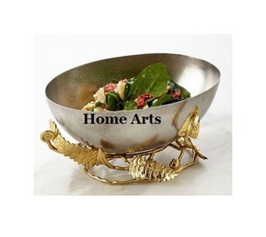 Bol à salade en métal avec support en aluminium en forme de feuille, qualité supérieure, forme ovale, bol à dessert, chocolats, par Home Arts - Product Image 1