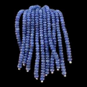 Saphir bleu birman perles de rondelle à facettes 3mm 4mm 5mm brin de pierres précieuses en vrac naturelles pour la fabrication de bijoux collier Bracelet - Product Image 5