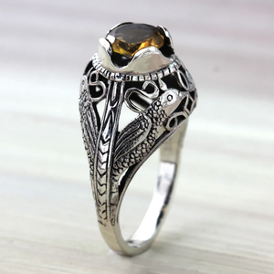 925 Sterling Silver Wrap <b>Ring</b> with Citrine Gemstone Birds Design Fashionable Wedding Jewelry Inspired by Christianity - Product Image 2