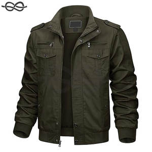 Veste cargo légère pour homme coupe-vent avec fermeture éclair et col montant sur le devant Veste en coton multi-poches Vêtements d'extérieur décontractés - Product Image 1