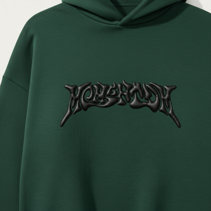 Sudadera con capucha unisex de gran tamaño verde oscuro-Sudadera Lisa a granel para marca personalizada - Product Image 2