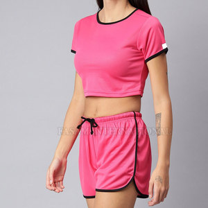 Conjunto de Top Corto y Pantalones Cortos de Algodón para Mujer, Diseño Personalizado, Precio Razonable - Product Image 2