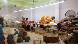 Eco-Friendly Block Print Pleated Soft <b>Shade</b> Handmade Modern Cotton Lamp Cover for Pendant Empire Lighting - Product Image 6