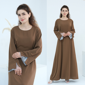 Abaya Chiusa da <span class=keywords><strong>Donna</strong></span> Musulmana, Abito Islamico con Cintura Laterale, Nuova Collezione 2026, Tinta Unita, Modesta - Product Image 2