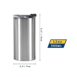 With Lid Double Wall Stainless Steel 12oz Can <b>Cooler</b> Koozie for Cold <b>Drinks</b> - Product Image 2