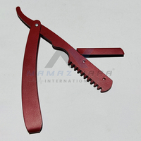 Porte-lame de rasoir pliant en acier inoxydable rouge avec verrou pivotant, design unique, pour rasoir droit de barbier, pour hommes, approvisionnement direct usine