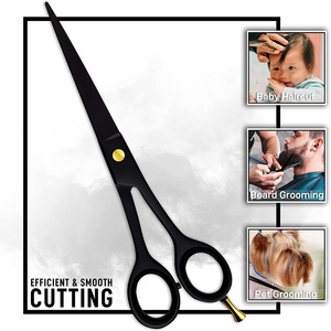 Ciseaux de coupe de cheveux de haute qualité à revêtement noir ciseaux de salon de beauté en acier en métal à lame droite avec pochette en cuir - Product Image 3