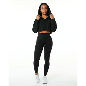 Sweat à capuche personnalisable OEM pour femmes Sweat-shirt tricoté de yoga avec logo sur le devant pour les sports d'hiver - Product Image 2