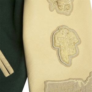 เสื้อแจ็กเก็ตหนังแกะ100% สำหรับผู้ชายเสื้อแจ็กเก็ตเบสบอลลายทางมีตัวอักษรทีมโรงเรียนสั่งทำ - Product Image 6