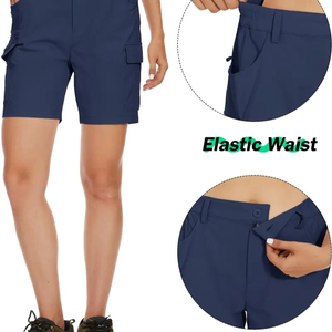 Pantalones cortos informales de alta elasticidad para hombre, no transparentes, ecológicos, mezcla de poliéster, algodón, cintura con cordón antiarrugas - Product Image 3