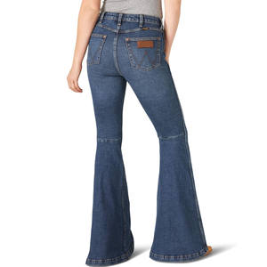 Jeans en denim pour femmes de haute qualité, élastiques, taille haute, coupe skinny, coupe bootcut, effet push-up, lavés, style cowboy vintage, OEM 2026 - Product Image 3