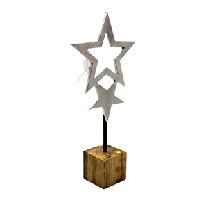 Décoration de table Aluminium/Bois/Fer Étoile Avec Base Pour Nouveau Design Unique Décoratif De Noël Décoratif À La Main Personnalisé - Product Image 1