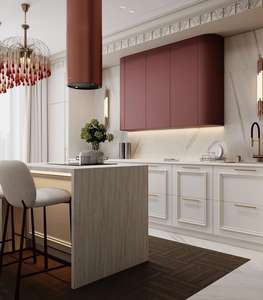 Armoires de cuisine modernes minimalistes personnalisées en bois de chêne massif, écologiques, résistantes à l'eau, multifonctionnelles, en forme de L, avec évier en mélamine - Product Image 5