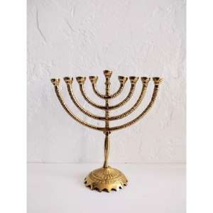 เชิงเทียนทองเหลือง 7 แขน สำหรับตกแต่งงานแต่งงาน ตกแต่งฮานุกกะห์ สไตล์วินเทจ สำหรับวางเทียน ราคาขายส่ง - Product Image 4
