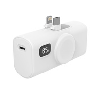 Chargeur portable 5000mAh avec deux prises pliables, écran LED et support - Prise en charge de la charge de montre intelligente pour les appareils IOS et Android
