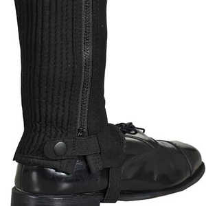 Black Nylon <b>Riding</b> Half <b>Chaps</b> With Horseshoe Embroidery And Zip Closure Elegant <b>Riding</b> Half <b>Chaps</b> Designed for Modern Riders - Product Image 4