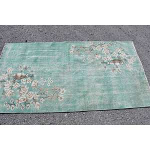 Alfombra de área de lana turca Vintage 33X64 pies verde Beige estilo clásico decoración acento tejido plano látex respaldo Patchwork para pasillo - Product Image 4
