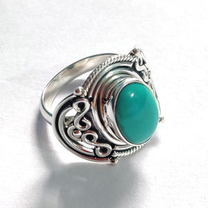 Christmas <b>Gift</b> Natural Turquoise 13x9mm Oval Gemstone 925 Silver Ring 6.01 Gms <b>Sleeping</b> Beauty Cabochon Silver Ethnic Jewellery - Product Image 6