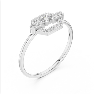 แหวนหมั้นเพชรสีขาวทอง14K ที่ทันสมัยมีการออกแบบกลมหรูหราพร้อมผิวประกายระยิบระยับหรูหราจากอินเดีย - Product Image 3