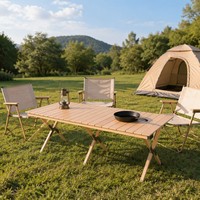 Table de camping portable enroulable en alliage d'acier au carbone, pliable, pour activités de randonnée
