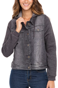 Veste en jean grande taille à la mode décontractée surdimensionnée pour femmes dernière conception de haute qualité veste en jean à capuche pour femmes vente en gros - Product Image 5