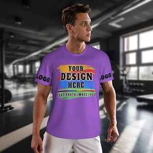 เสื้อยืดผู้ชายผ้าฝ้าย100% หลากสีระบายอากาศได้ดีสำหรับฤดูร้อนวัสดุโพลีเอสเตอร์/ผ้าฝ้าย - Product Image 4