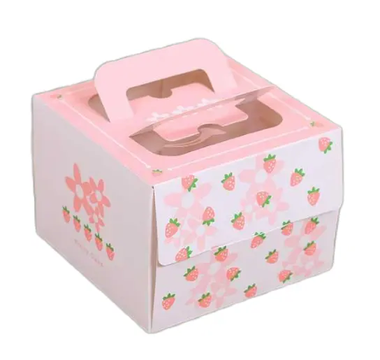 Scatola per cupcake natalizia scatola per cupcake rosa con manico scatole per cupcake individuali con finestra frontale