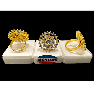 แหวนลายดอกไม้ชุบทองและสีเงินออกแบบได้ตามต้องการพร้อมด้วยการฝังเพชรแบบอเมริกันเป็นประกายสำหรับผู้หญิงที่มีสไตล์ - Product Image 1