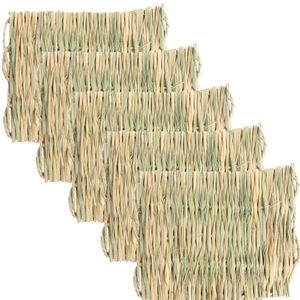 Tapis d'herbe naturelle pour lapins Tapis de foin tissé Literie Lapin à mâcher comestible Cage Liner Paille Tapis de repos Cages - Product Image 5