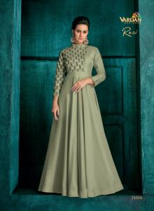 Vestido Anarkali DE TRABAJO bordado de seda satinada de diseñador por FabZone - Product Image 4