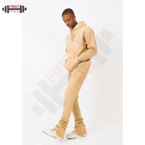 Meilleur prix de gros, vêtements décontractés, survêtement uni pour homme, délavage acide, élastique, dernière mode, sweat-shirt à capuche, pantalon de survêtement - Product Image 5