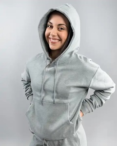 Conjunto de Sudadera con Capucha y Pantalones de Chándal Gruesos de 2 Piezas para Mujer, Manga Larga, Estilo Cropped - Product Image 3