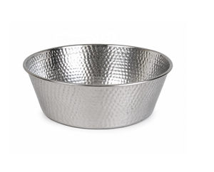 Bol à pédicure rond en métal avec finition martelée pour usage en salon de manucure - Product Image 1
