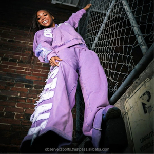 Fabrication d'Observex Pantalon de survêtement empilé en coton éponge française vieilli Broderie Survêtement de jogging pour hommes Survêtements - Product Image 4