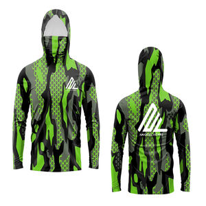 100% polyester UPF 50 coupe-vent hommes à capuche chemise séchage rapide respirant à manches longues Sports de plein air-pêche Protection solaire taille - Product Image 1