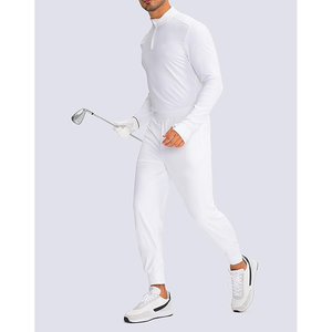 กางเกงมีเชือกรูดทรงหลวมสำหรับผู้ชายกางเกงเอวกลางผ้าแคนวาสผ้าฝ้าย100% ระบายอากาศได้ดีสำหรับตีกอล์ฟ - Product Image 6