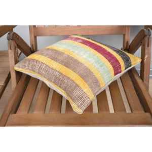 Multicolor 14x14 Inch Wool Kilim Patchwork Pillow Rustic Design with Vintage Fluffy <b>Leaves</b> Pattern 18x18 Decorative <b>Cushion</b> - Product Image 4