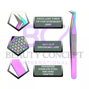 Rainbow Color 5-Piece Set High Quality Anti-Static 45-Degree Eyelash Extension Tweezers Multi-Functional Premium Grafting Beauty - Product Image 4