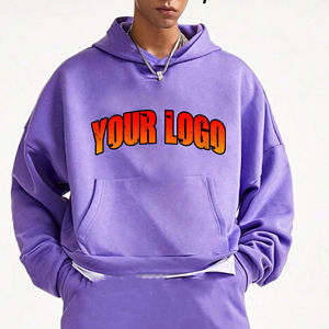 Sweat à capuche unisexe en molleton de coton 100% surdimensionné tendance pour hommes et femmes Pull décontracté Street Wear Regular Fit Winter Plain Dyed Pocket - Product Image 6