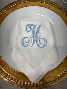 Serviette à thé à point creux blanc linge de Table à manger fin personnalisé serviettes à dîner en lin monogrammé pour mariage brodé à la main - Product Image 2