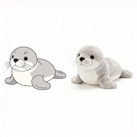 En gros, Adorable coussin en peluche phoque, poupée animal marin en peluche douce, poupée en peluche mignonne de dessin animé, coussin en peluche phoque personnalisé