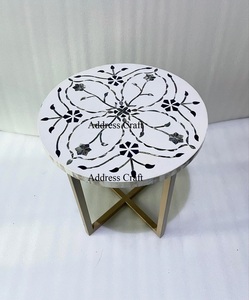 Table basse ronde en nacre incrustée de perles, meubles de Style Unique, serpillière décorative multicolore, Table d'appoint moderne - Product Image 5