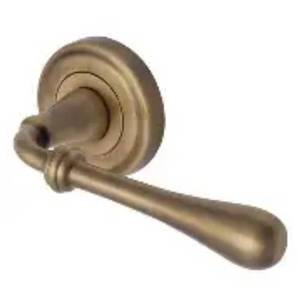 Hot Forged Round <b>Bar</b> Door Lever with Brass Finish - Product Image 3