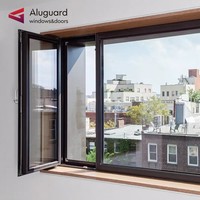 Aluguard Modernes Aluminium-Legierungs-Schwingfenster für Villen Doppeltes Gehärtetes Glas Intelligente Elektrische Fernbedienung Wärmeisolierung