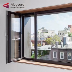 Fenêtre de villa moderne en alliage d'aluminium Aluguard, double vitrage trempé, commande électrique intelligente à distance, isolation thermique - Product Image 1