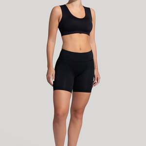 Pantalones cortos de compresión de fitness atléticos personalizados para mujer, equipo de gimnasio de LICRA, cierre de cintura elástica, patrón sólido, fondos activos para - Product Image 1