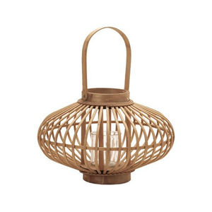 Farol de Mimbre de Bambú Tejido a Mano Decorativo, Portavelas de Madera Colgante para Interiores y Exteriores con Cristal en Venta - Product Image 6