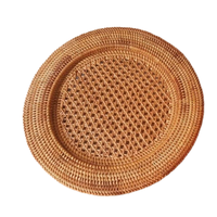 Assiettes, sous-plats et plateaux tissés en rotin naturel et jacinthe d'eau, tapis de tasse à café, faits main, résistants à la chaleur, motif floral classique TUYET DUNG